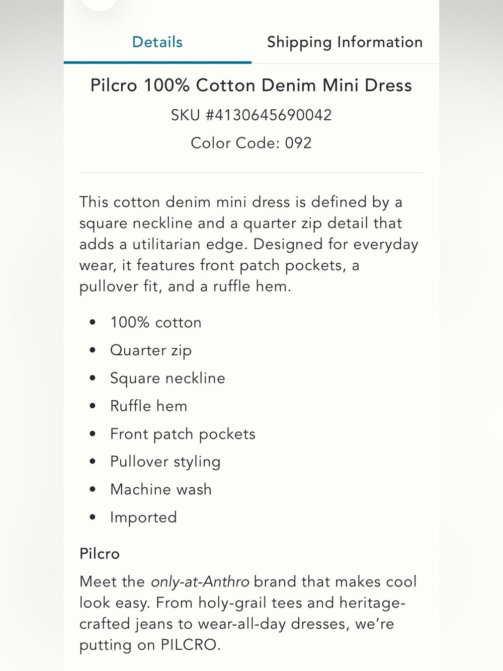 NWT Pilcro Light Wash Denim Mini Dress in Blue - Picture 5 of 5